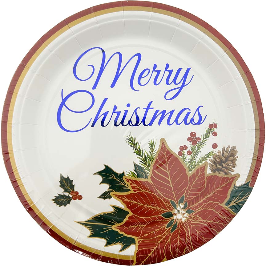 PAPER PLATES CHRISTMAS ROUND 8PC 7IN
