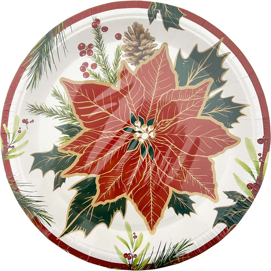 PAPER PLATES CHRISTMAS ROUND 8PC 9IN
