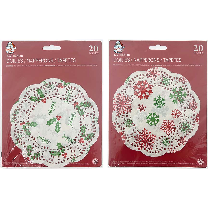 MISTLETOE PRINT DOILIES 20CT 6.5"
