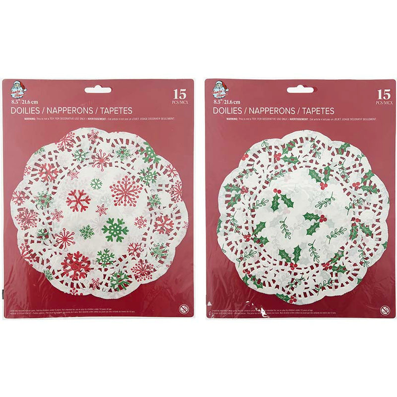 MISTLETOE PRINT DOILIES 15CT 8.5"