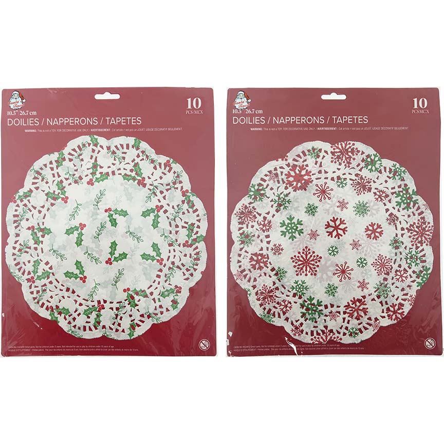 MISTLETOE PRINT DOILIES 10CT 10.5"
