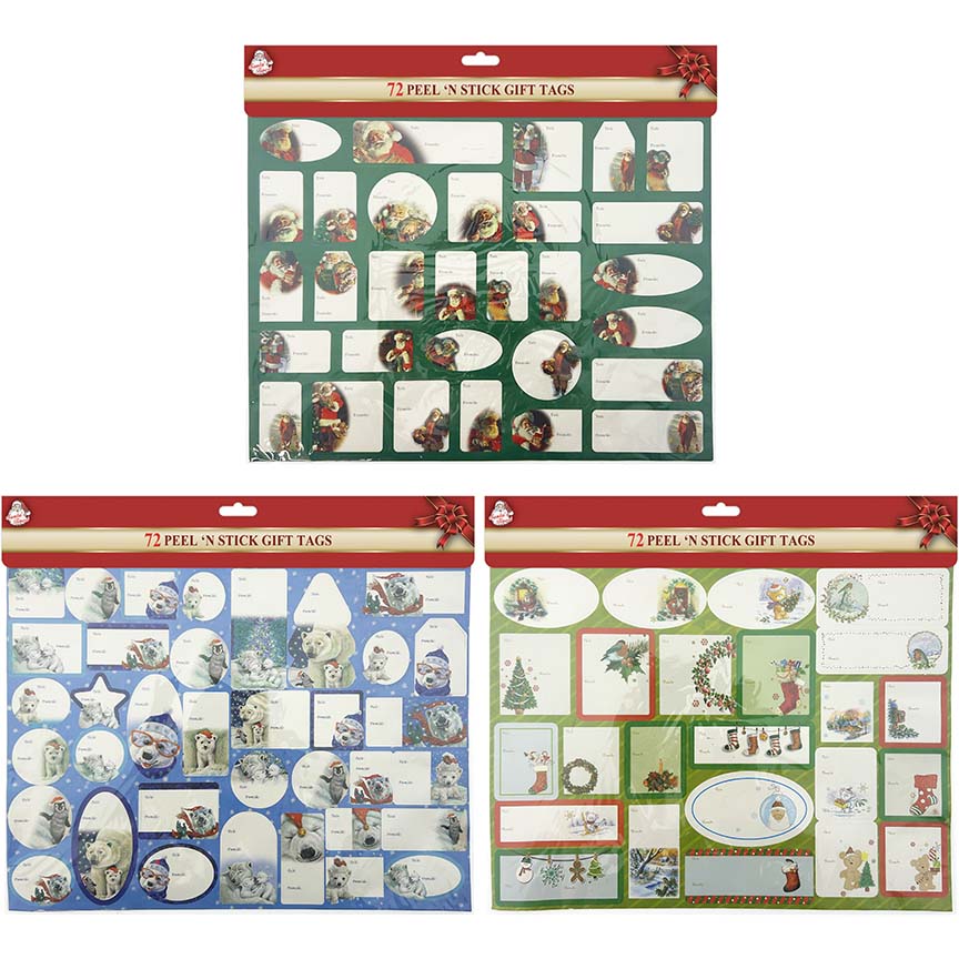 GIFT TAG 3ASTD SELF ADHESIVE 180 PCS
