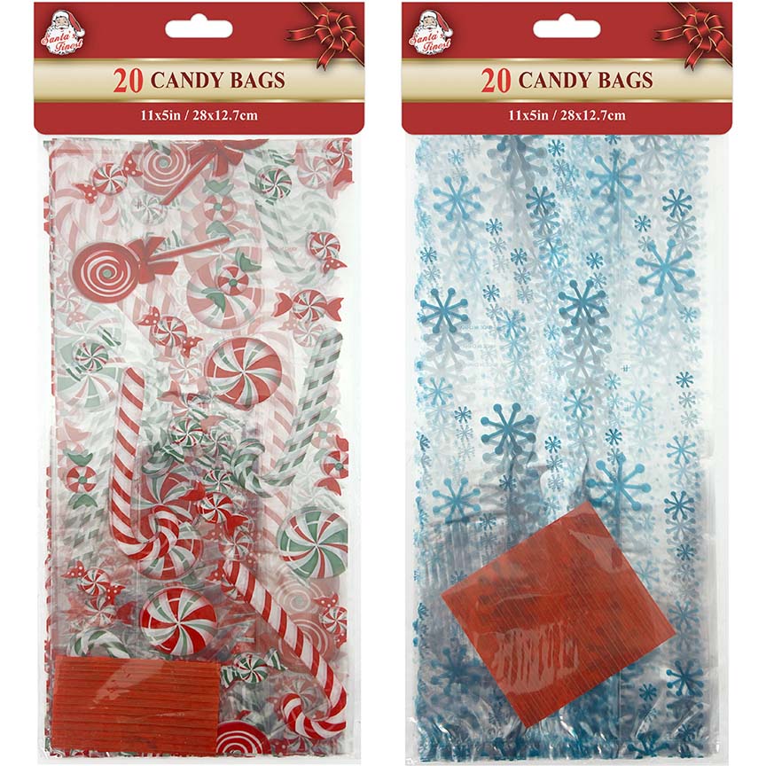 CELLO CANDY BAGS 20CT 11x5IN 2 ASTD