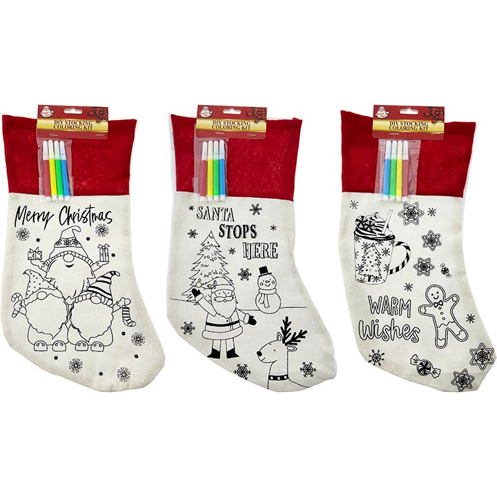 STOCKING DIY W/MARKERS 3ASTD 41x21CM