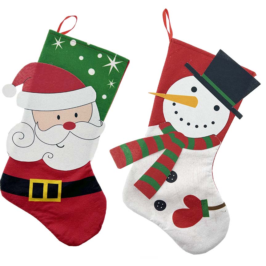 STOCKING SANTA & SNOWMAN 47CM 2ASTD