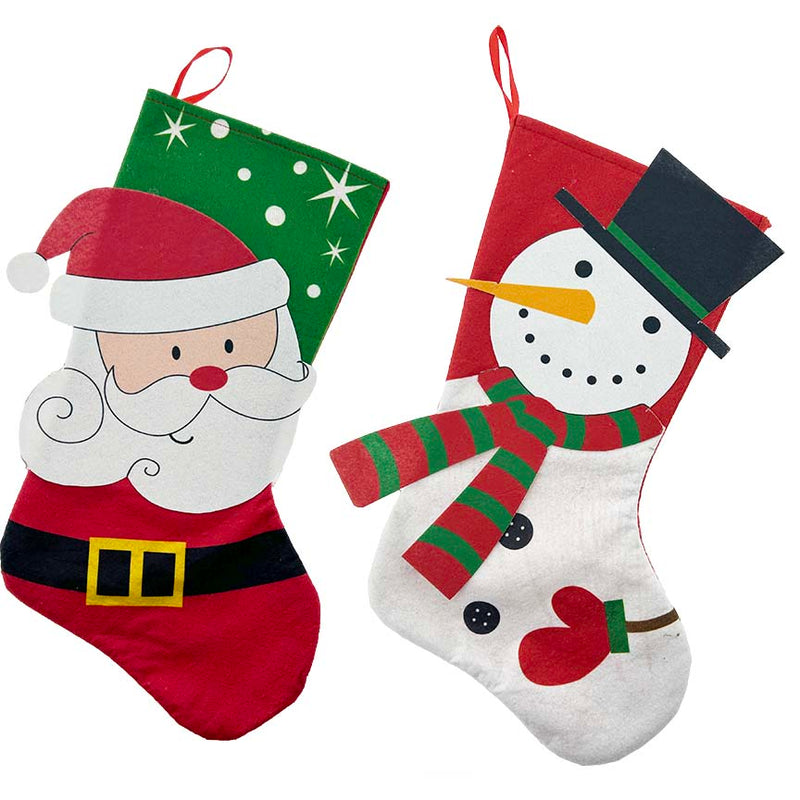 STOCKING SANTA & SNOWMAN 47CM 2ASTD