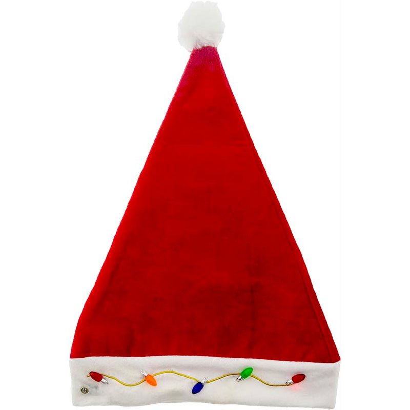 SANTA HAT 5PC LIGHTS 41CM LIGHT UP