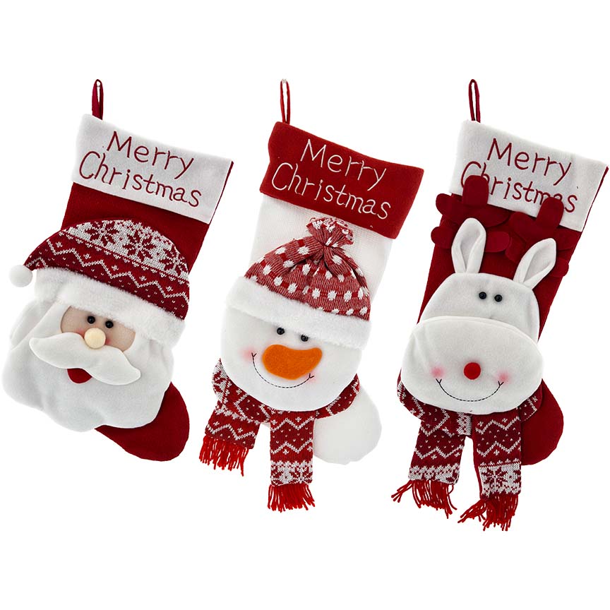 PLUSH STOCKINGS 40x25CM 3ASTD