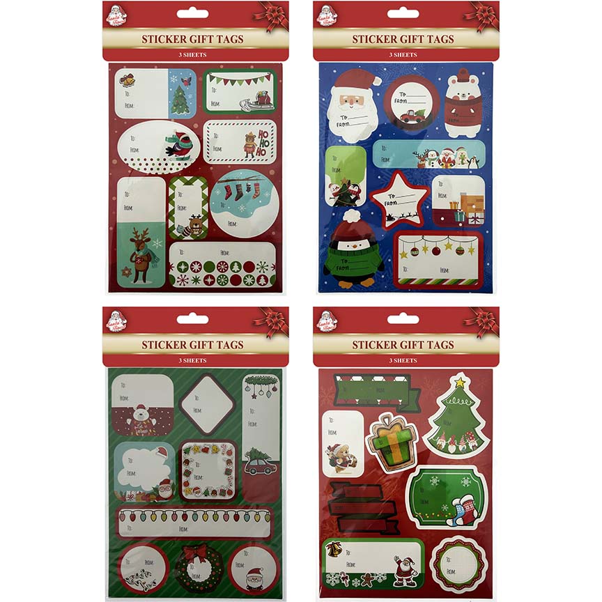 GIFTS TAGS STICKERS SHEET 4ASTD