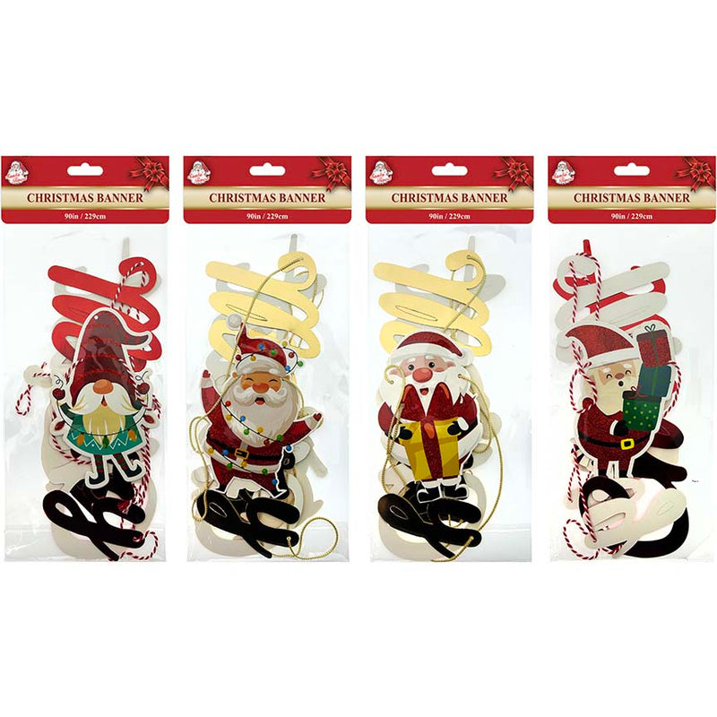 MERRY CHRISTMAS BANNER 90" 4ASSTD