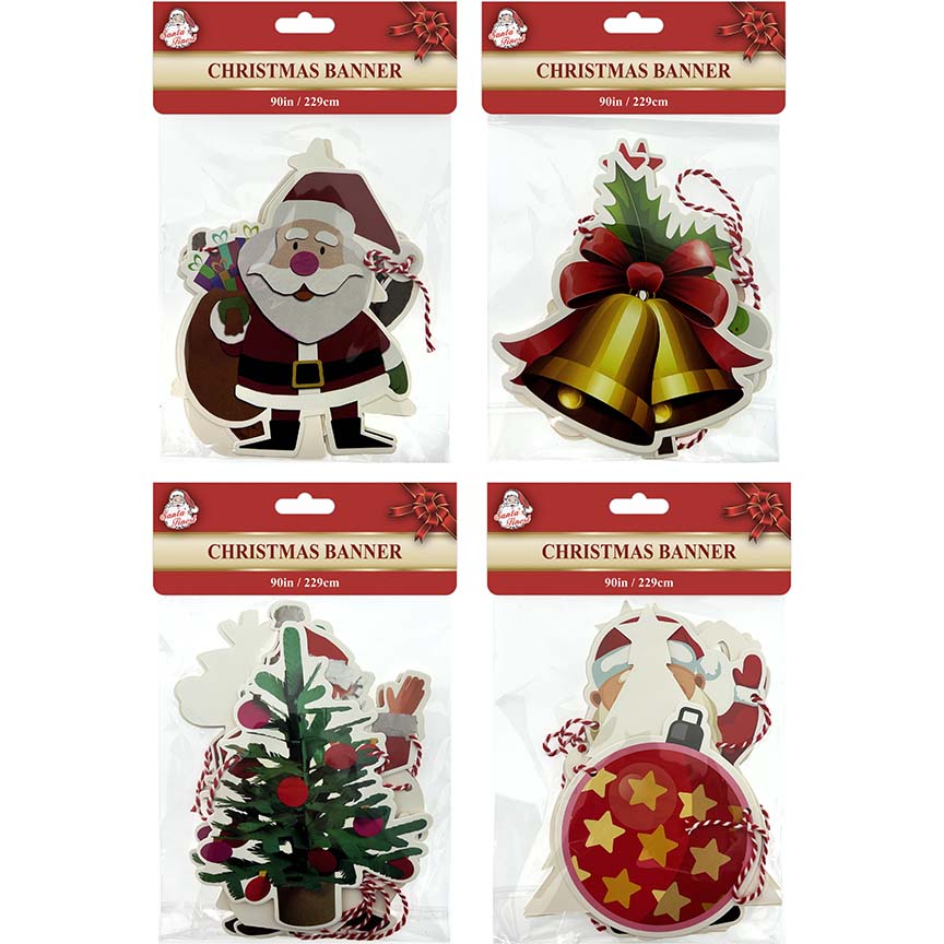 PAPER BANNER 8PC 8x6IN 7.5FT 4ASTD