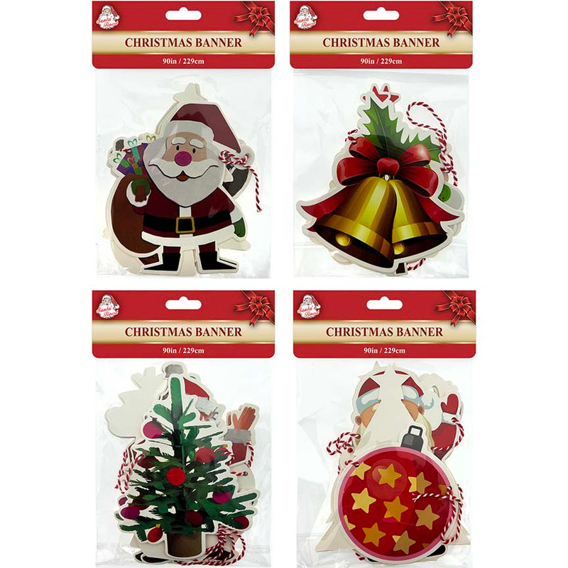 PAPER BANNER 8PC 8x6IN 7.5FT 4ASTD