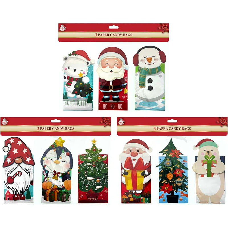 CANDY BAGS CHRISTMAS 3PC 3ASSTD