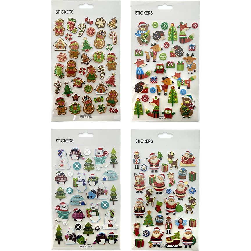 CHRISTMAS FOAM STICKERS 4ASTD P123