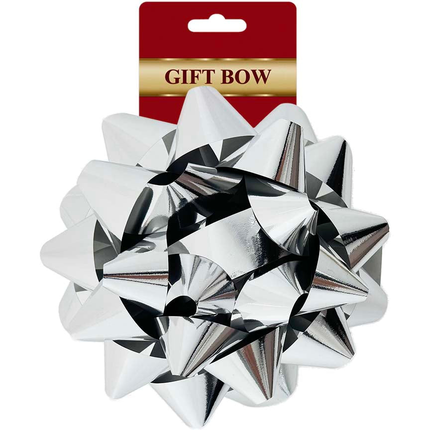 GIFT BOW 1PC 20CM SILVER