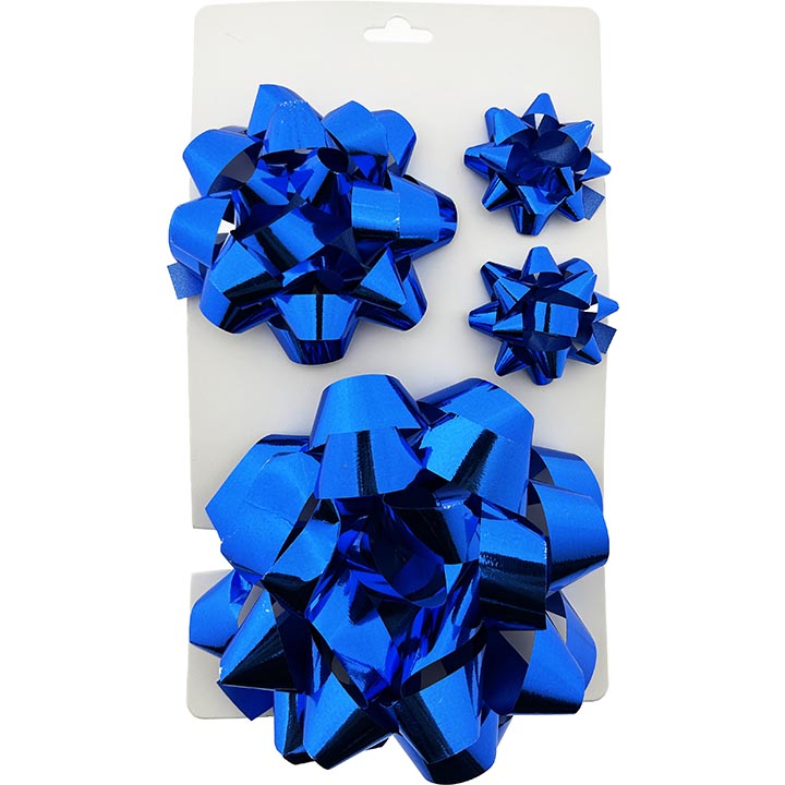 GIFT BOW 4PC 3 SIZES BLUE