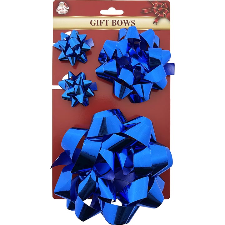 GIFT BOW 4PC 3 SIZES BLUE