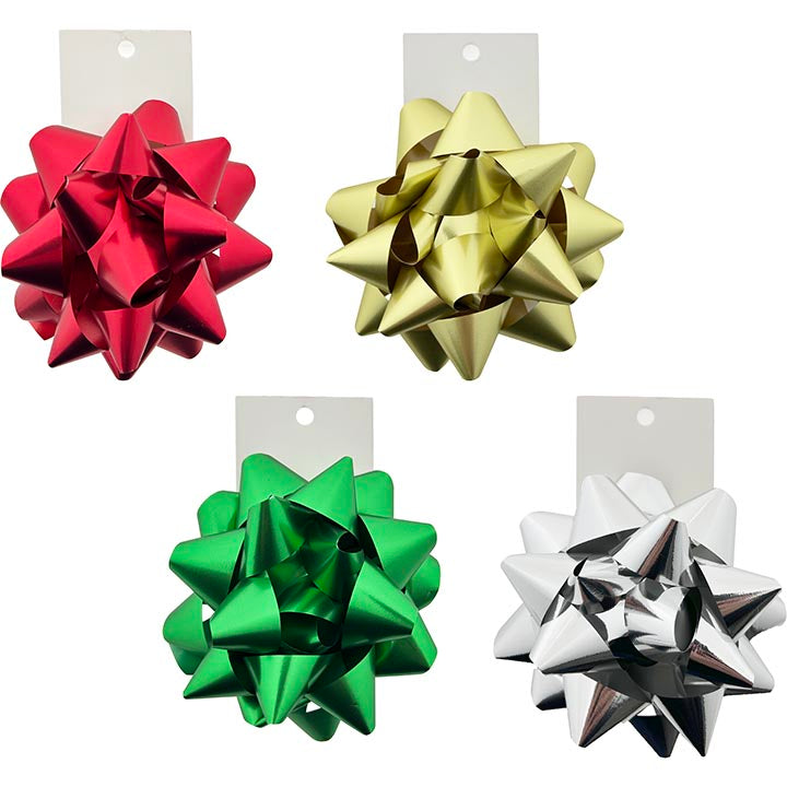 GIFT BOW 1PC MATTE 16.5CM 4ASTD COL