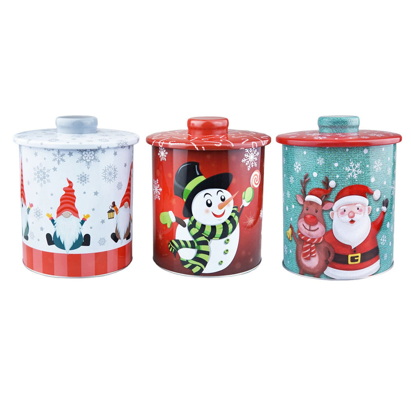 COOKIE TIN JAR W/ LID 13.5(D)x17(H)CM