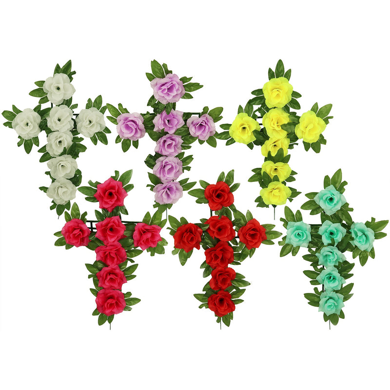 ROSE CROSS W/ LEAVES 6-COLOR ASSTD LG