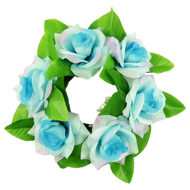 LIGHT BLUE ROSE CANDLE RING