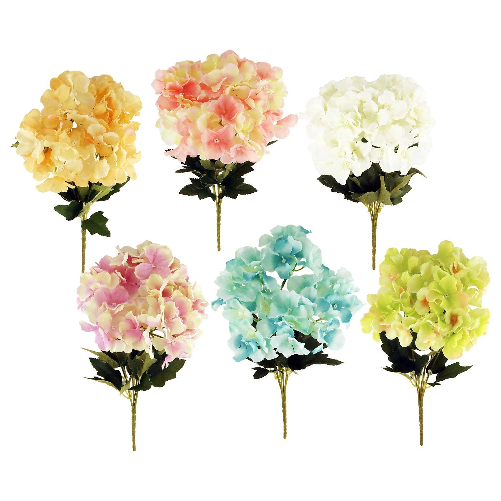 HYDRANGEA SHORT STEM BOUQUET 6 COLORS ASSTD