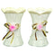 WOVEN WHITE VASE TALL WITH RIBBON FLOWER