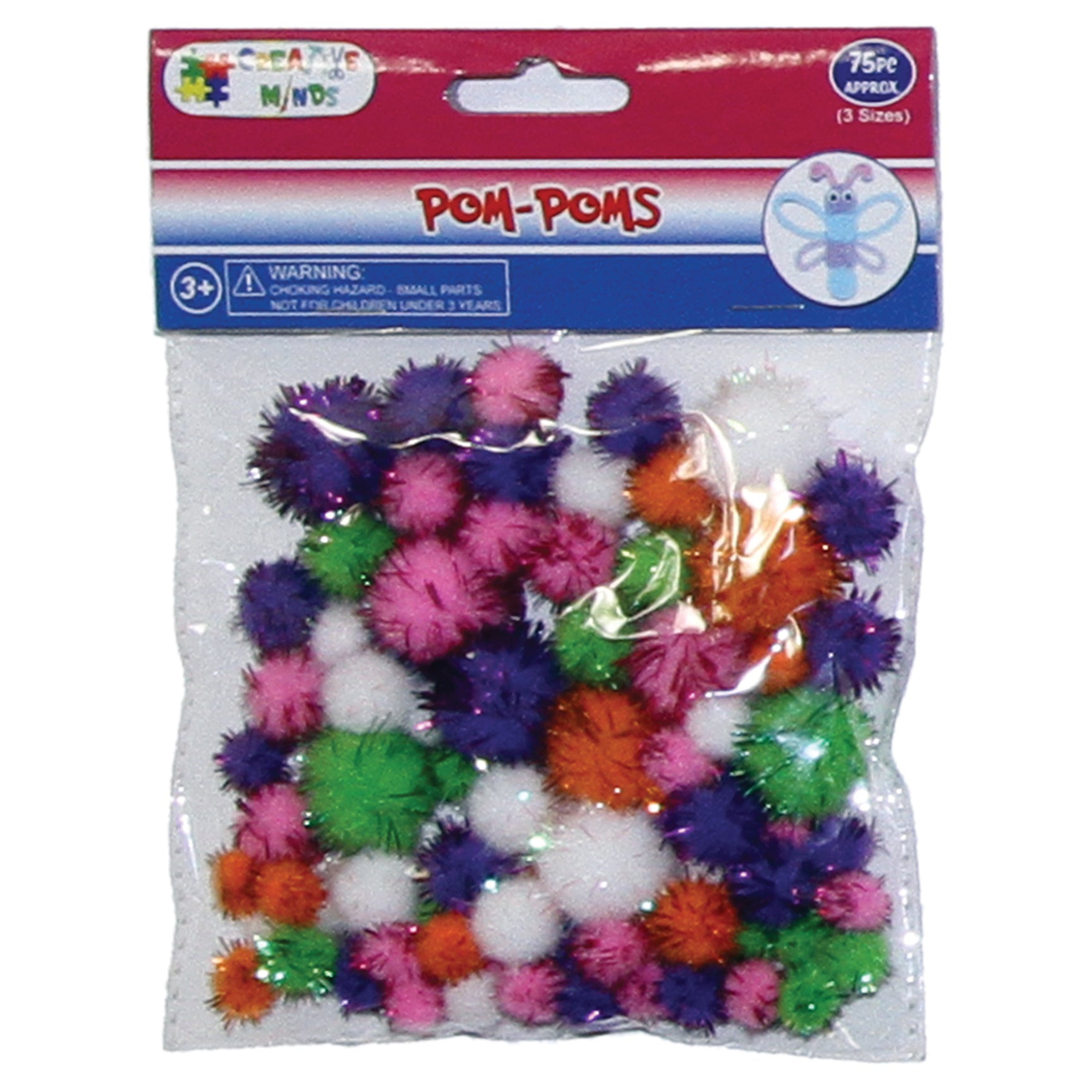 POM-POMS GT GLAMOUR MIXED SIZES 75PC