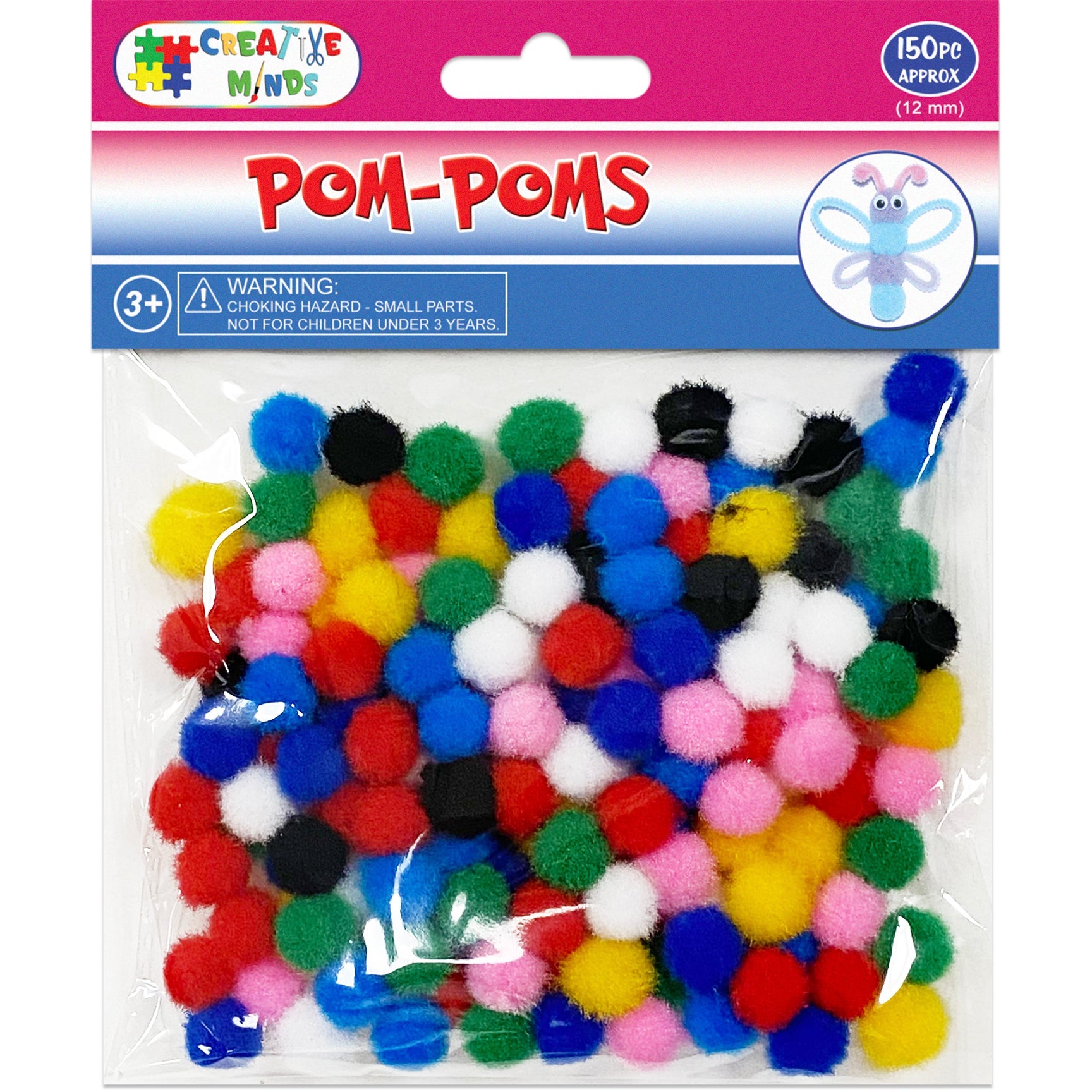 POM-POM MIXED COLORS 12MM 150PC