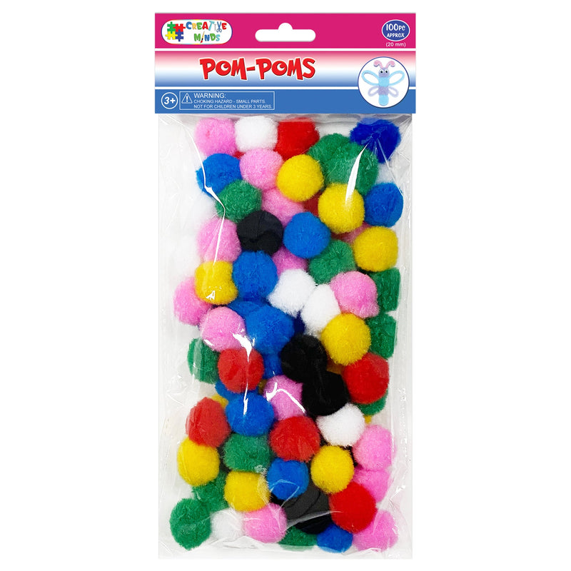 POM-POMS MIXED COLORS 20MM 100PCS