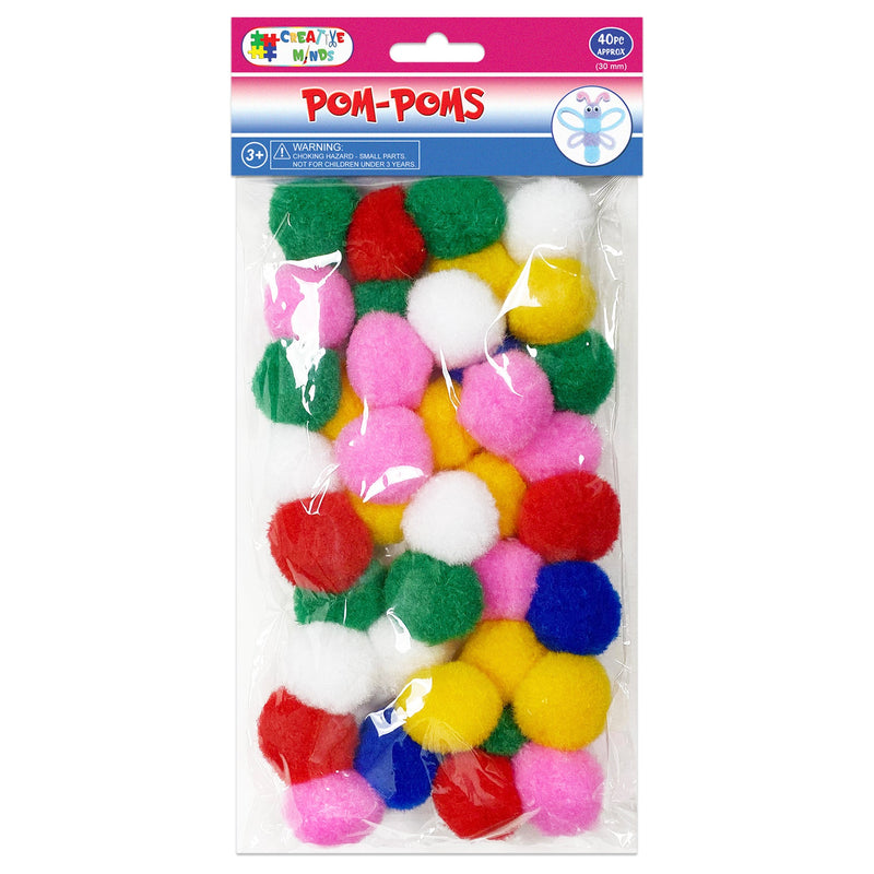 POM-POMS MIXED COLORS 30MM 40PC