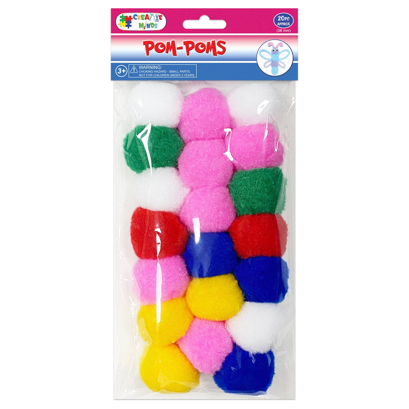 POM-POMS MIXED COLORS 38MM 20PCS