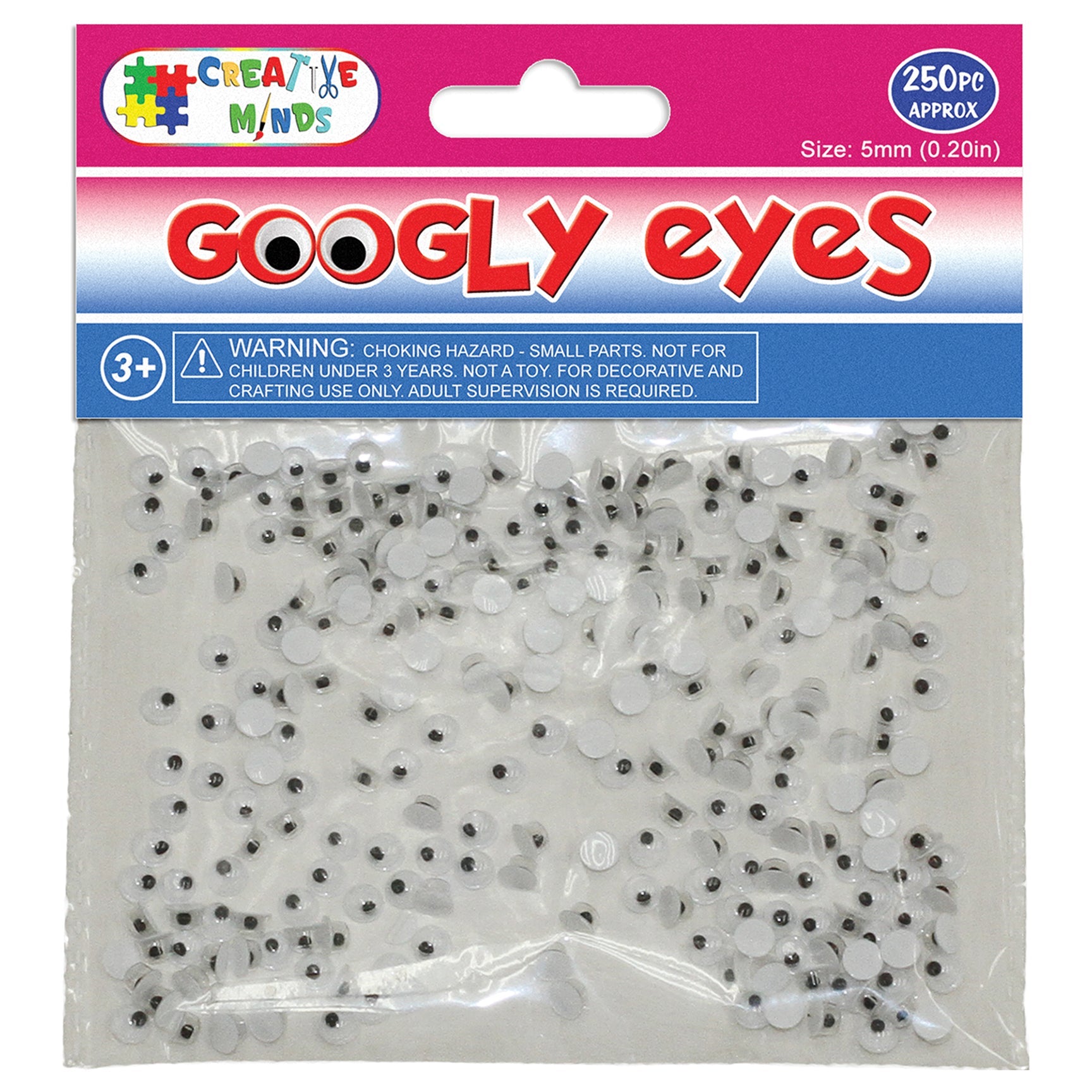 GOOGLY EYES; ROUND 5MM 250CT