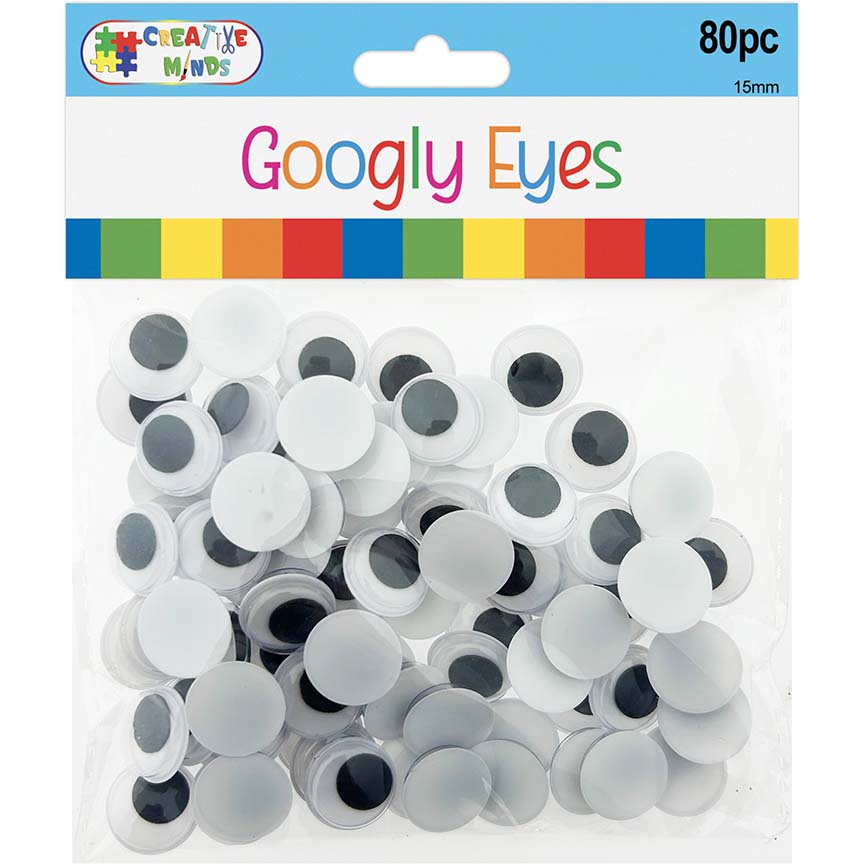 GOOGLY EYES; ROUND 15MM 80CT