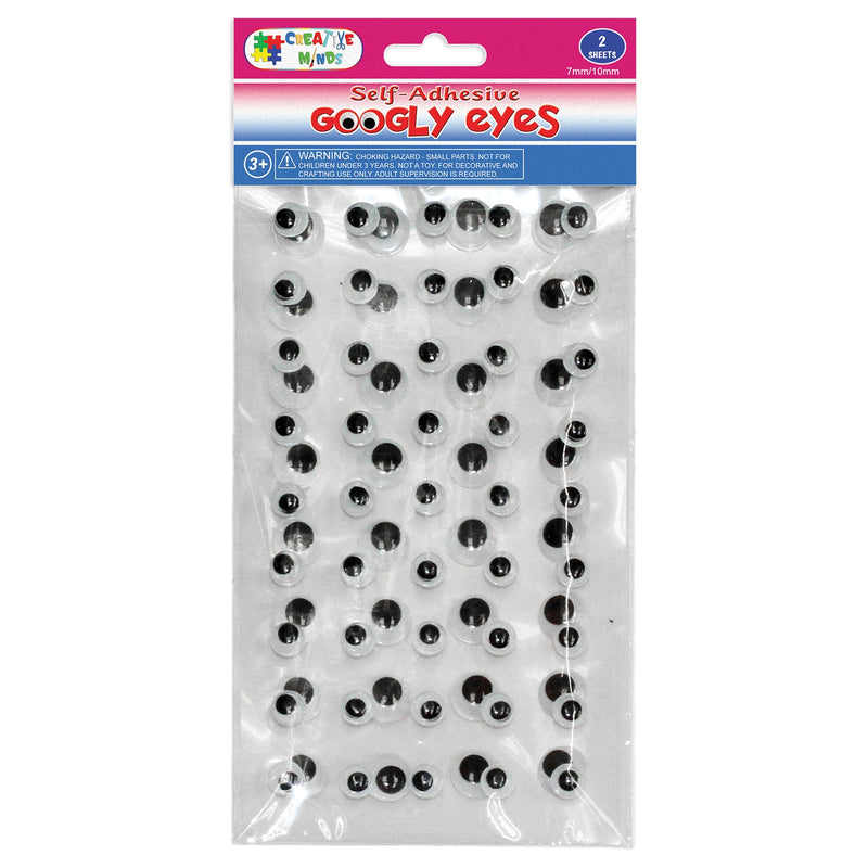 GOOGLY EYES; SELF STICK 7MM 45CT/10MM 32CT