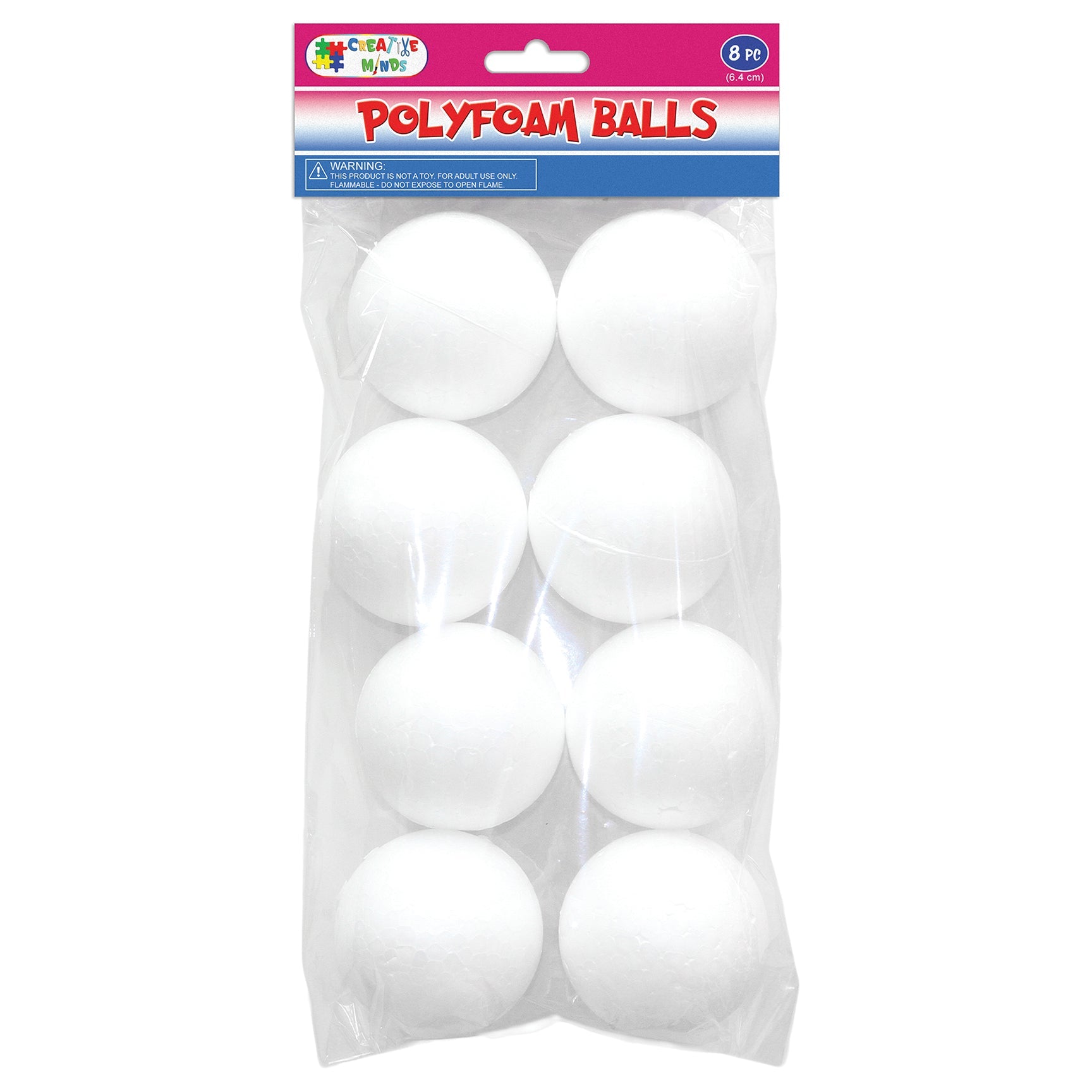 POLYFOAM BALLS 6.4CM 8PC