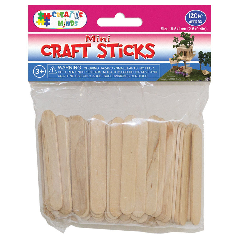 WOOD CRAFT STICKS MINI (NAT) 6.5CMx1CM 120PC