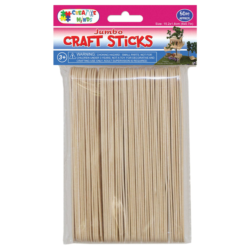 WOOD CRAFT STICKS JB (NAT) 15.2CMx1.8CM 50PC