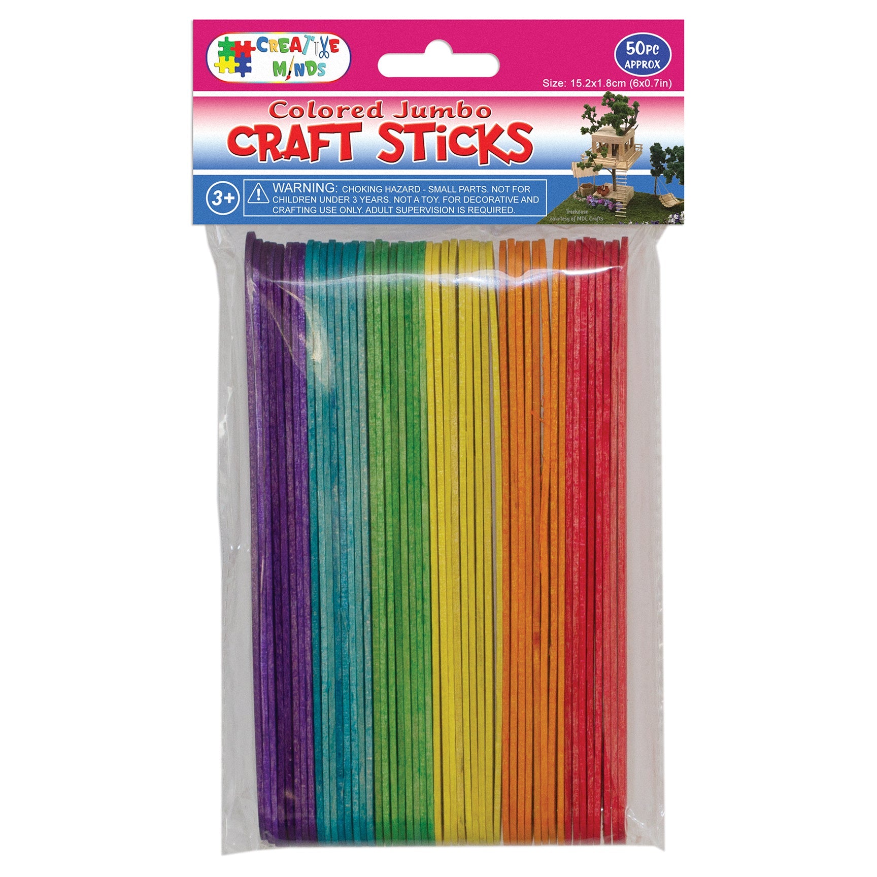 WOOD CRAFT STICKS JB (COL) 15.2CMx1.8CM 50PC