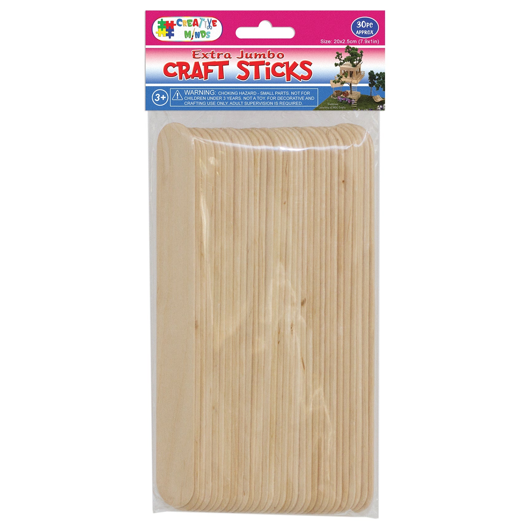 WOOD CRAFT STICKS EJB (NAT) 20CMx2.5CM 30PC