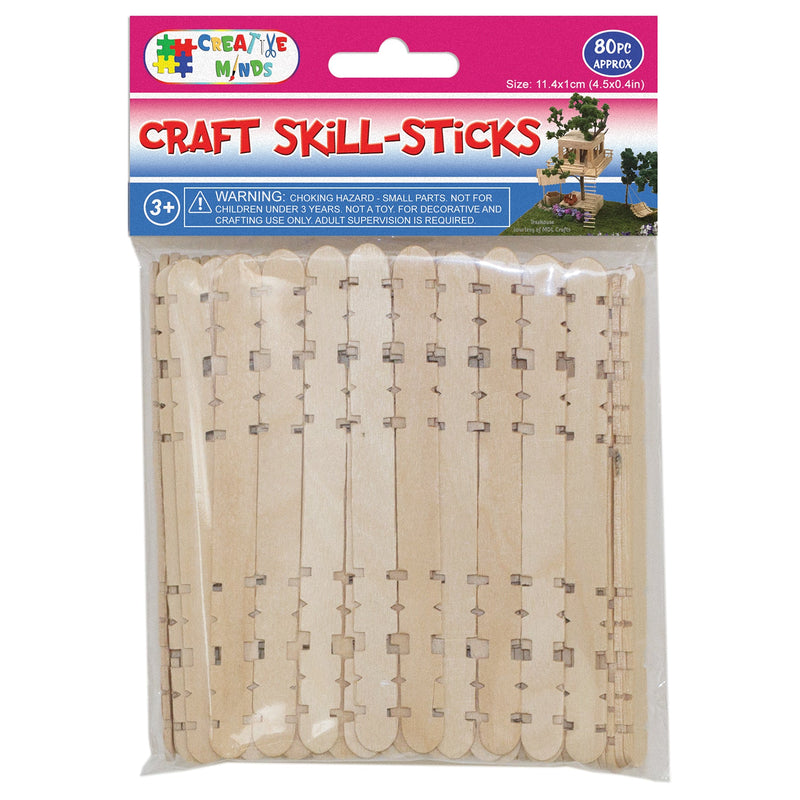 WOOD CRAFT SKILL-STICKS (NAT) 11.4CMx1CM 80PC