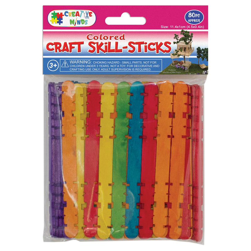 WOOD CRAFT SKILL-STICKS (COL) 11.4CMx1CM 80PC