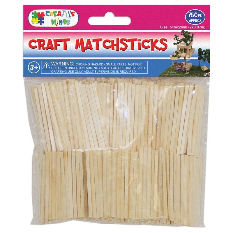 WOOD CRAFT MATCHSTICKS (NAT) 5CMx2MM 750PC