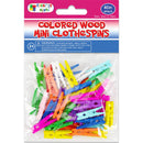 WOOD CRAFT MINI CLOTHESPINS (COL) 3CM 40PC