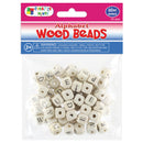 WOOD BEADS ALPHABET (NAT) 10MM 60PC