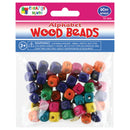 WOOD BEADS ALPHABET (COL) 10MM 60PC