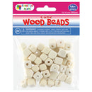 WOOD BEADS CUBE (NAT) MIXED SIZES 10-16MM 54PC