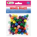 WOOD BEADS ROUND (COL) 12MM 80PC