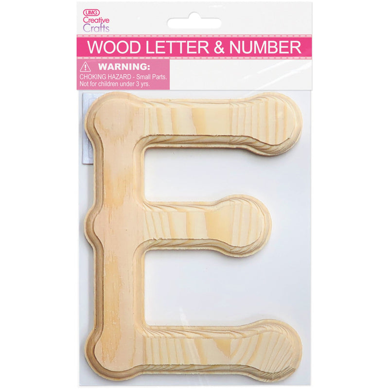 WOOD LETTER BEVEL CUT (NAT) "E" H6IN T1.1CM