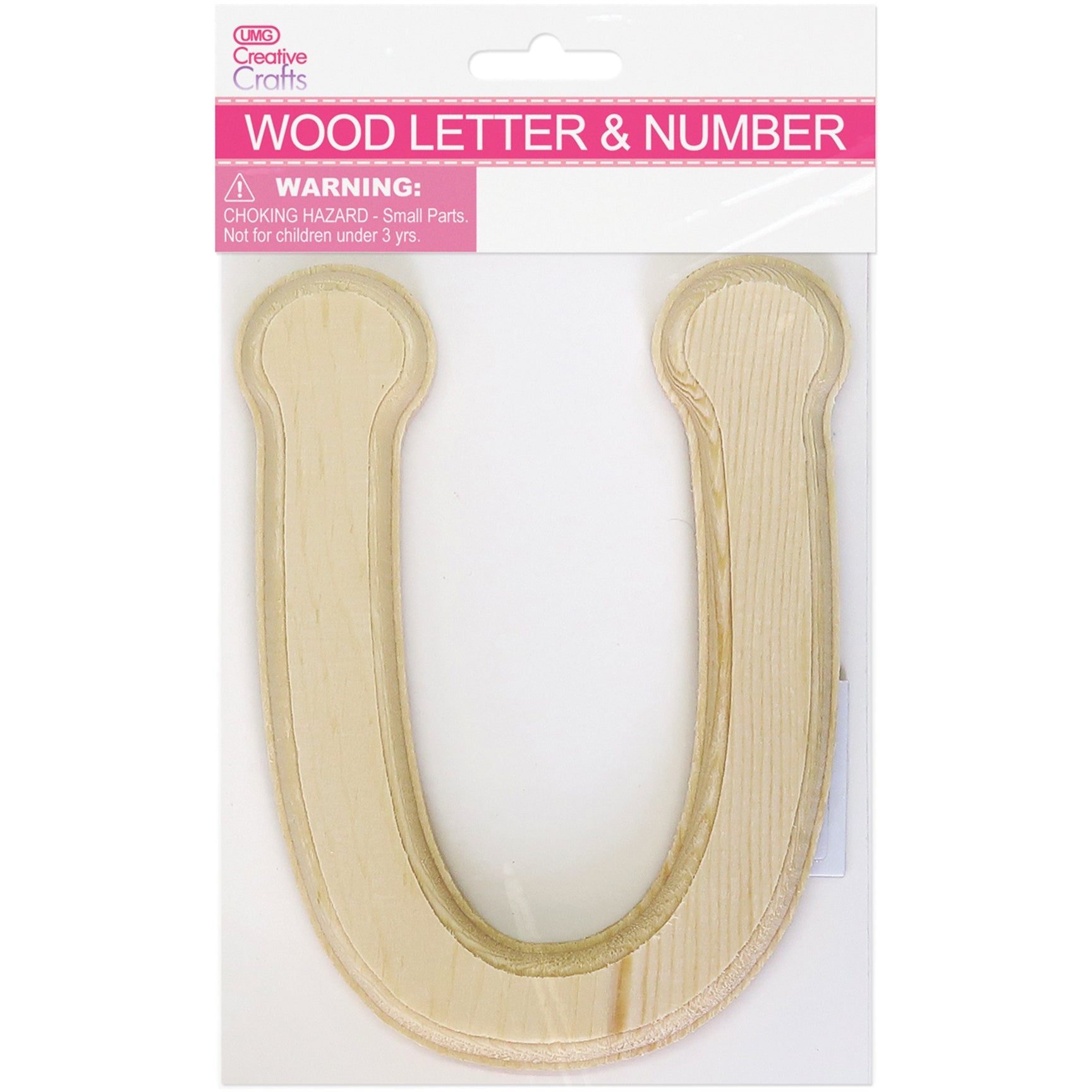 WOOD LETTER BEVEL CUT (NAT) "U" H6IN T1.1CM